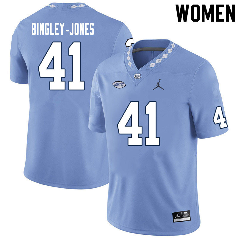 Women #41 Kedrick Bingley-Jones North Carolina Tar Heels College Football Jerseys Sale-Carolina Blue